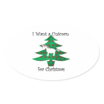 Unicorn in Christmas tree on green