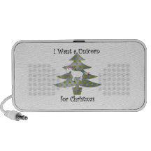 Unicorn in Christmas tree on silver iPod Speaker