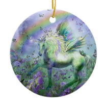 Unicorn Of The Butterflies Holiday Ornament