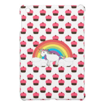 Unicorn on clouds pink cupcakes pattern