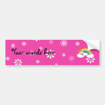 Unicorn on clouds pink snowflakes bumper stickers