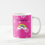 Unicorn on clouds pink snowflakes mug