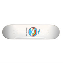 Unicorn on rainbow in apple custom skateboard
