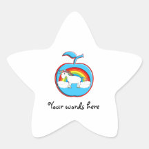 Unicorn on rainbow in apple stickers