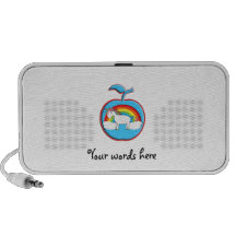 Unicorn on rainbow in apple travelling speaker