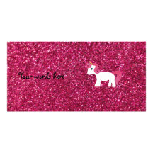 Unicorn pink glitter photo cards