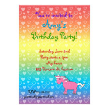 Unicorn pink with stars invitations