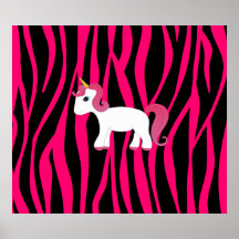 Unicorn pink zebra stripes print