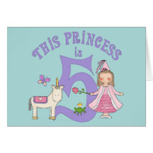 Unicorn Princess 5th Birthday Inviitation Cards
