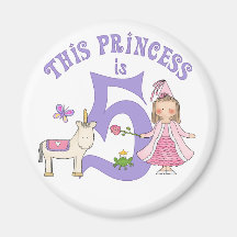 Unicorn Princess 5th Birthday Magnets