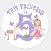 Unicorn Princess 5th Birthday Stickers