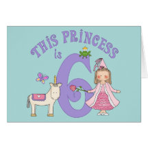 Unicorn Princess 6th Birthday Invitation Greeting Cards