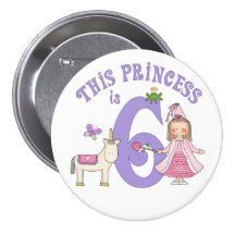 Unicorn Princess 6th Birthday Pins
