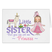 Unicorn Princess Little Sister Greeting Card