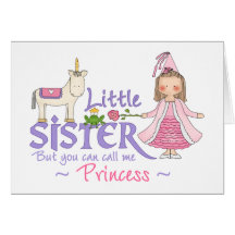 Unicorn Princess Little Sister Greeting Card