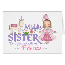 Unicorn Princess Middle Sister Greeting Card