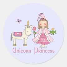 Unicorn Princess Round Sticker