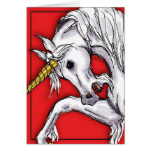 Unicorn Red notecard