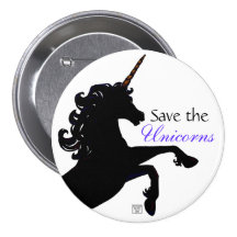 Unicorn Silhouette Save the Unicorns Button