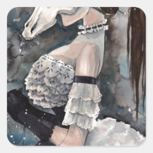Unicorn Skull Masquerade Square Sticker