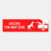 Unicorn Tow Away Zone Bumper Sticker