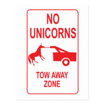 Unicorn Tow Away Zone Post Cards