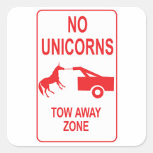 Unicorn Tow Away Zone Square Sticker