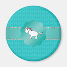 Unicorn turquoise butterflies magnet