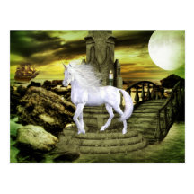 Unicorn White Beauty Postcard