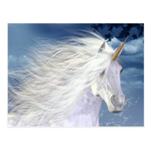 Unicorn White Beauty Postcard