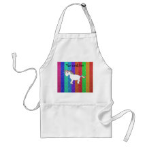 Unicorn with rainbow glitter stripes aprons
