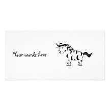 Unicorn zebra personalized photo card