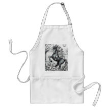 Unicorns Black Unicorn Black & White Drawing Apron