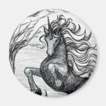 Unicorns Black Unicorn Black & White Drawing Magnet