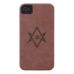 Unicursal Hexagram Thelemic Symbol on Red Leather Case-Mate iPhone 4 Cases