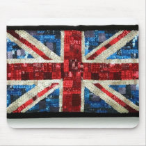 Union Jack England UK flag sequin glitter mousepad