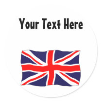 Union Jack Flag - Customizable With Your Text! Round Sticker