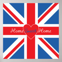 Union Jack Flag, Home Sweet Home & Heart Posters