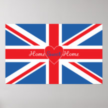 Union Jack Flag, Home Sweet Home & Heart Print
