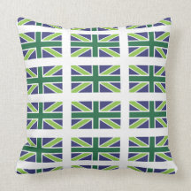 Union Jack Flag in Green American Mojo Pillow