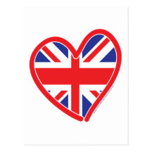 Union Jack Heart Flag Postcards