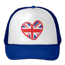 Union Jack Heart Flag Trucker Hats