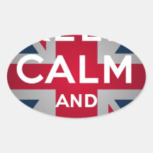Union Jack Keep Calm And Carry On Oval Stickers