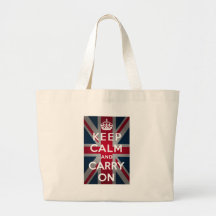 Union Jack Keep Calm And Carry On Tote Bags