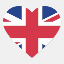 Union Jack: United Kingdom flag Heart Stickers