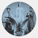 Union Soldier, Sailor, and Lady Liberty Cyan Sticker