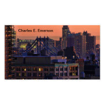 Union Square view of Manhattan Bridge, Pink Sky Business Cards