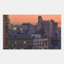 Union Square view of Manhattan Bridge, Pink Sky Sticker