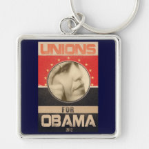 Unions for Obama 2012 Grunge Keychains