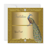 Unique and Elegant Gold  and  Peacock Invitation